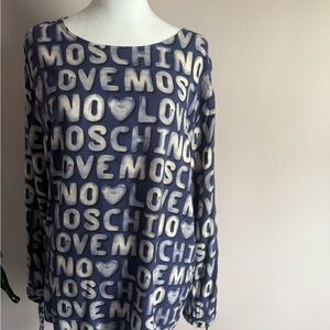 Moschino Blue and White Graphic Top